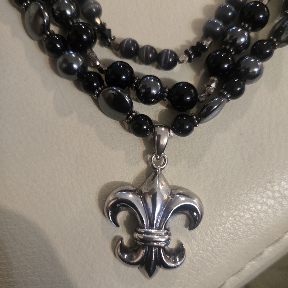 Silver 925 Fleur-de-Lis Pendant Necklace
